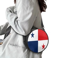 Sac à main rond en cuir PU avec drapeau national du Panama, sac à dos convertible pour femme avec bandoulière réglable