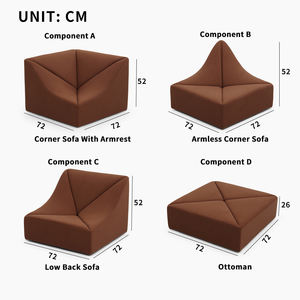 Sofá Modular de 4 Piezas, Estilo Duna Cuadrada Grande, Sofá de Esquina Multifuncional y Elegante, Asientos Seccionales Tapizados para Sala de Estar - Product Image 5
