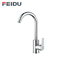 Robinet de cuisine monocommande style moderne FEIDU en acier inoxydable nickel brossé avec douchette extractible à ressort, robinet de bar à montage sur comptoir en céramique