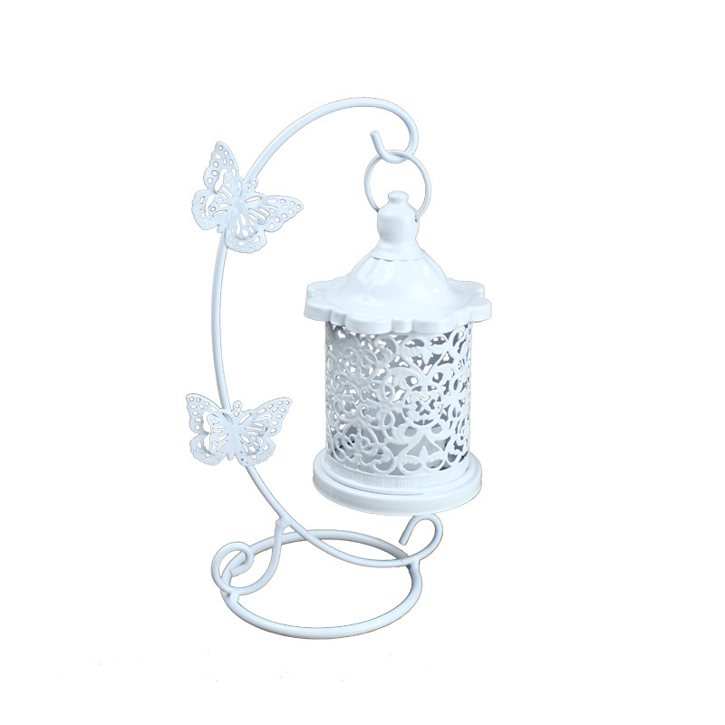 wholesale popular rustic style home muslin style metal home decoration candle lantern