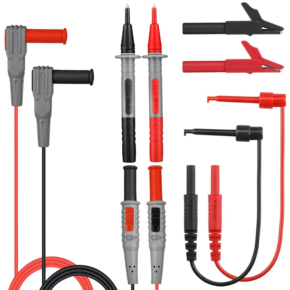 Pince remplaçable de sonde électrique, multimètre électrique 10 pièces, pinces tests, fils de stylo, câble avec Clips crocodile, Kits de pointe d'aiguille