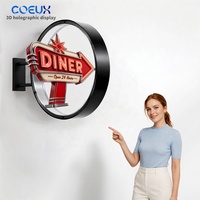 Panneau publicitaire lumineux résistant à l'eau pour devanture de magasin avec logo durable personnalisé pour enseigne extérieure en forme de boîte lumineuse ronde avec ventilateur holographique 3D