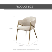 Chaise de salle à manger moderne de luxe en velours nordique blanc bouclé avec pieds dorés pour cuisine et salle à manger