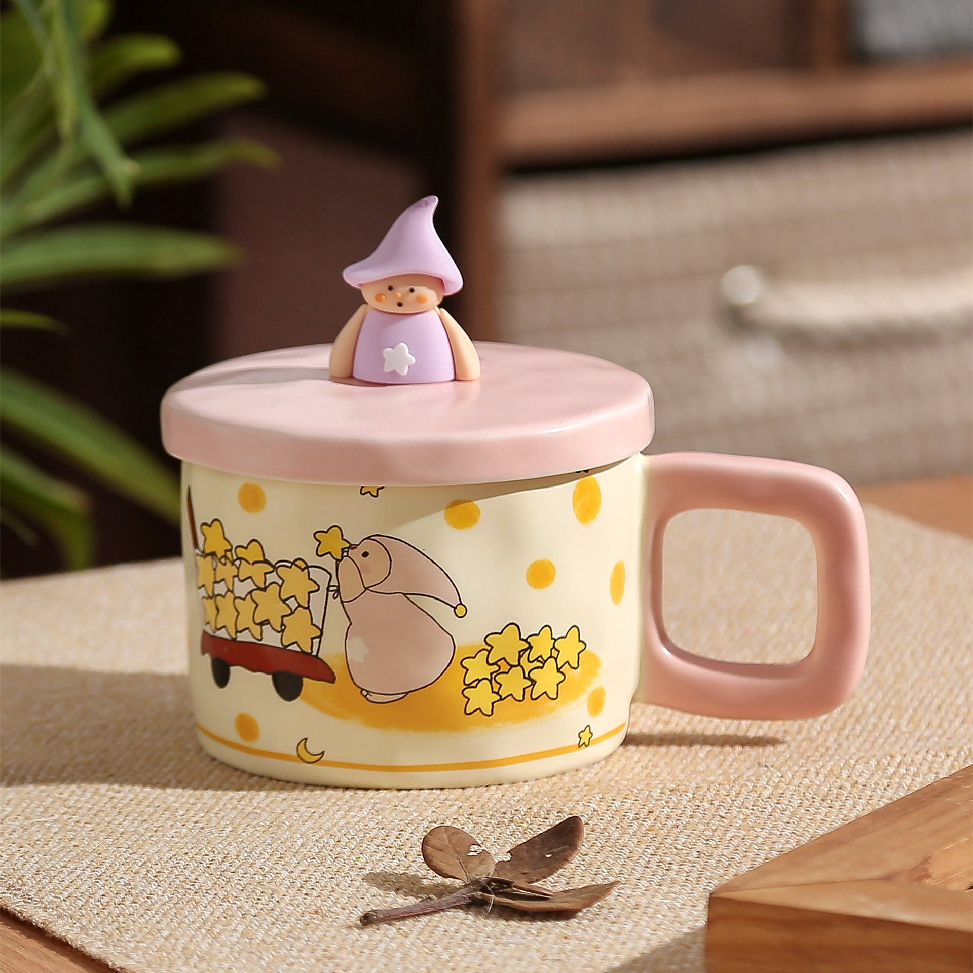 Hombre estrella rosa adorable con funda.