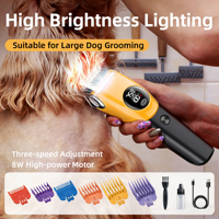 Tondeuse à poils pour animaux de compagnie professionnelle, rechargeable par USB, avec écran intelligent, kit de toilettage pour chats et chiens, lames en céramique à faible bruit, batterie 2000 mAh