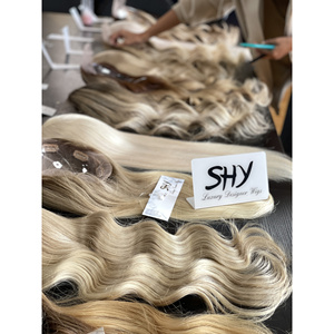 High Quality 16-Inch European Virgin Human Hair for Lace Front <b>Wig</b> Free Part Blonde Colors SHY Mini Topper for White Women - Product Image 6