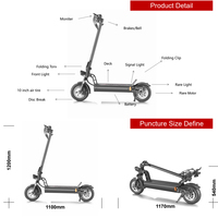 Elektro Roller-freno de disco de 45KMH, faro potente, 10 pulgadas, para patinete
