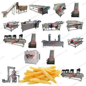 Industrial Comercial Totalmente Automático Fried Potato Chips Fazendo Máquina Linha De Produção De Batatas Fritas Congeladas