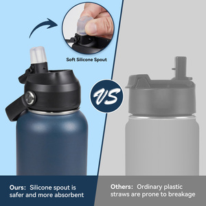 Bouteille d'eau isotherme en acier inoxydable de 32 oz avec bec verseur en silicone souple, gobelet de voyage à double paroi, sans BPA, anti-fuite - Product Image 4