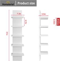 Petite étagère murale verticale blanche - Étagère murale décorative étroite moderne à 5 niveaux, étagères décoratives pour chambres à coucher