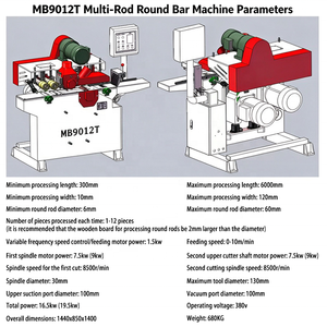Maquinaria para trabajar la madera YUFU, máquina de alta velocidad para varillas redondas multibrocas, modelo de máquina MB9012T-MB9010T - Product Image 4