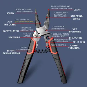8.5" Needle-nose Pliers Multi-function Wire Stripper Cutter Pliers Wire Cutter Cutters Wire Stripper Pliers