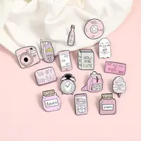 Pin de solapa de CD para cámara de teléfono móvil, insignias personalizadas de color rosa para chica, insignia, Collar de Camisa vaquera, regalo de joyería para niños
