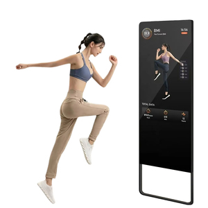 Tounchscreen Personal <strong>Trainer</strong> Mirror Floor Standing LCD Display AI Artificial Home Gym Strength Smart Exercise Fitness Mirror - Product Image 1