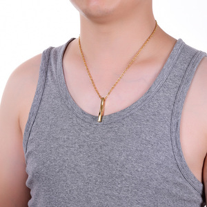 Collana catena clavicolare in acciaio inox placcato oro paglierino stile verticale rettangolare a forma di ciondolo Christian gioielli - Product Image 4