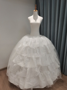 AL1640 Robe de mariage moelleuse Cancan pour femme, <span class=keywords><strong>jupon</strong></span> Crinolina, sous-jupe, 1cm, anneau en acier, 6 cerceaux, <span class=keywords><strong>1</strong></span> couche, tulle, gros volants - Product Image 3