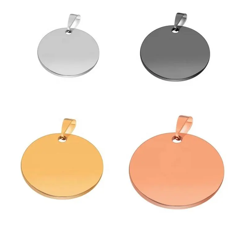 Wholesale high polished 316l stainless steel blank disc round dog id tag