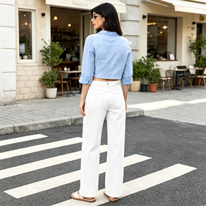 Jeans baggy taille basse pour femme, style Y2K, coupe droite, boyfriend, en denim très extensible, vente en gros usine - Product Image 2
