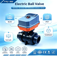 Vanne à boisseau sphérique électrique BLDC en PVC/UPVC IP67 avec actionneur à rappel par ressort, certifiée pour l'eau potable et l'alimentation en eau urbaine