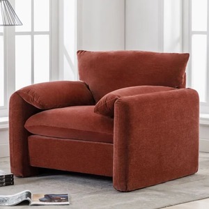 Canapé simple moderne en tissu rouge brique, mousse haute élasticité, usage commercial - Product Image 2