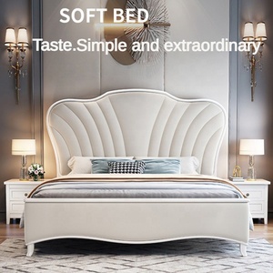 Простая конструкция, деревянная каркасная дешевая деревянная кровать, Современная двуспальная кровать, Роскошная мягкая кровать с хранением - Product Image 4