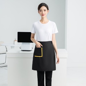 Short Apron Half Length With Pocket For Restaurant Bar Staff Waterproof Solid Color Uniform For Women And Men - Product Image 1