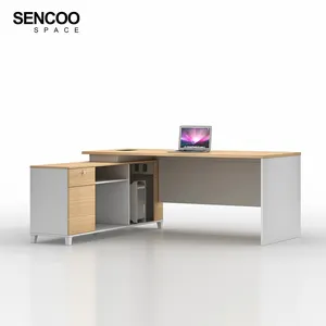 Sencoo Top Sale Business Office Space Wood Luxury Office Furniture Boss CEO Desk Executive Desk Set With File Cabinet