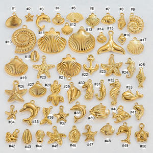 S1237 Suministros de joyería a prueba de agua sin deslustre 18K Chapado en oro Acero inoxidable Oyster Seahorse Under Sea Marine Charm Colgantes - Product Image 2