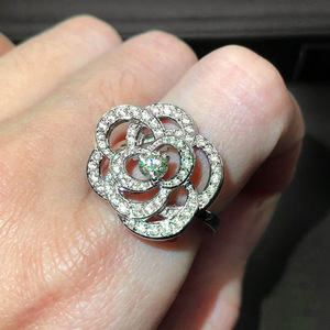 Bague en diamant T0028 taille 8 pour femme, bijou de luxe en pierre naturelle taille brillant rond - Product Image 4