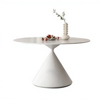 Table de salle à manger minimaliste italienne, blanc pur, pour petit appartement, table de salle à manger ronde