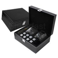 Set Premium de 8 Piedras de Whisky de Granito para Enfriar, con Cuchara para Hielo y Vasos de Cristal