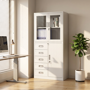 Meuble <span class=keywords><strong>de</strong></span> bureau à 3 tiroirs avec glissières silencieuses, taille personnalisée, conception insonorisante, verrouillable, en acier, style bois - Product Image 1