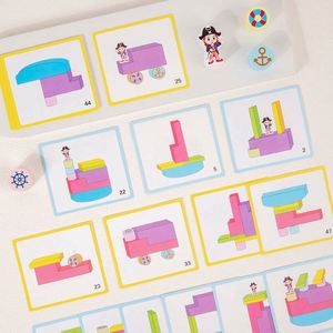 Juego de Equilibrio de Madera con Bloques de Construcción y Tarjetas Educativas, Divertido Juego Interactivo de Apilamiento de Torres para Niños y Adultos - Product Image 2
