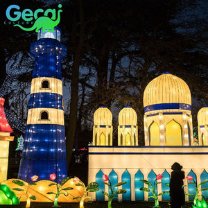 GECAI - Farol de Exterior Hecho a Mano con Marco de Hierro y Seda de Alta Calidad, Estilo Chino - Product Image 4