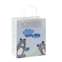 Sac cadeau en papier pour baby shower, sac de fête pour bébé garçon ou fille avec poignée pour l'emballage d'anniversaire des enfants