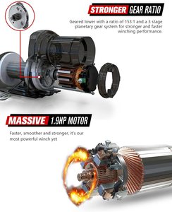 Fieryred kéo ATV/UTV off road Trailer 12V 4500lbs dây điện Dây tời Bộ dụng cụ với điều khiển từ xa không dây - Product Image 5
