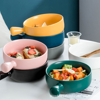 Bol à poignée créative en céramique japonaise nordique, bol à salade, personnalité vaisselle avec poignée bol à nouilles