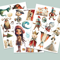90 autocollants décoratifs nordiques grand format, autocollants personnalisés découpés à la forme, autocollants pour scrapbooking, pour l'art et l'artisanat