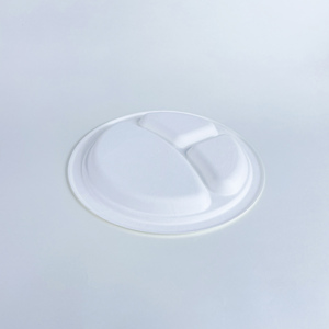 Assiettes jetables 100 % biodégradables en bagasse de canne à sucre, 10 pouces, 3 compartiments, blanches, pour réceptions et contenants alimentaires - Product Image 4