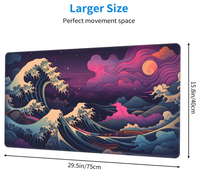 Tapis de souris de jeu Art Great Wave, grand format XL, tapis de bureau étendu avec repose-poignet, bords cousus, antidérapant, clavier d'ordinateur