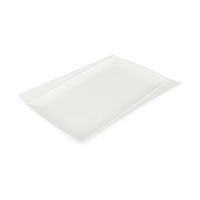 Assiette de table rectangulaire en mélamine blanche résistante, vaisselle en plastique, décoration de mariage
