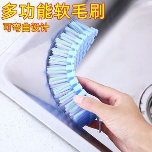 Brosse à chaussures flexible bicolore avec poils en éponge douce pour nettoyer les baskets et les chaussures en toile, couleur aléatoire, 1 paquet - Product Image 2