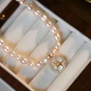 قلادة أرز نسائية فائقة الجمال 38 + 5 مع 6-7 لآلئ المياه العذبة 6-7 من مجوهرات المختنق - Product Image 5