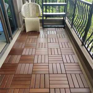 Suelo de Madera Carbonizada para Interiores, Baldosas de Madera Encajables para Exteriores, Balcón, Terraza, Jardín, Patio - Product Image 6