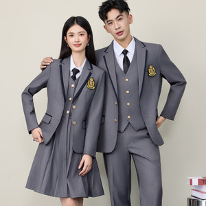 Student Style British Jk Uniform Skirt Women Long Sleeve Polyester School Wear Fall 2025 Campus Class Uniform Set - Product Image 4