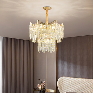 Lustre moderne en cristal à LED, lampe de plafond ronde multi-têtes pour salon, chambre, hôtel, salle de mariage - Product Image 2