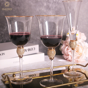 ヨーロッパゴールドリムロングステムダイヤモンドワイングラスシャンパンフルート飲みカクテルグラス - Product Image 4