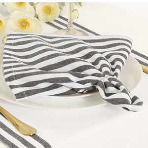 Servilletas de tela a rayas lisas de algodón 100% servilletas reutilizables de 18x18 pulgadas de alto para uso diario negro blanco para Primavera Verano - Product Image 3
