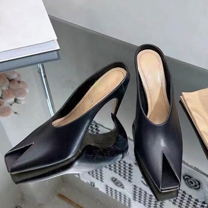 Women on Solid <b>Sandals</b> Hook High Heels Stiletto Dress Shoes Thin High-Heeled Mules Party Peep Toe Slides - Product Image 1