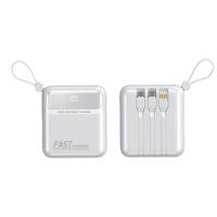 Batteries externes portables mini Li-Polymère 10000 mAh avec câble intégré, affichage numérique LED, charge rapide pour l'extérieur